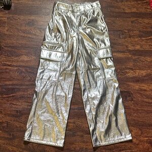 No Boundaries Shimmering Silver Pants